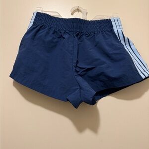 Shein Navy Blue Athletic Shorts with Light Blue Stripes